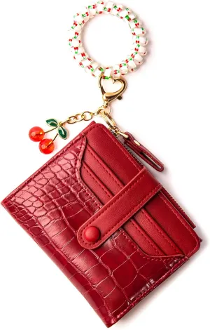 Wallet Keychain Wristlet for Women Card Holder with Bracelet and Cute Key Chains Accessories Girl Small Wallets