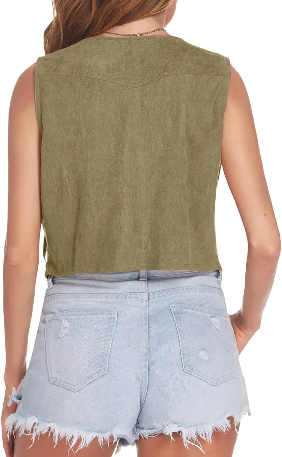 Western Fringe Vest Tops Womens Classic Suede Leather 70s Cowboy Shirt Rodeo Outfits Sleeveless Hippie Tassel Jackets