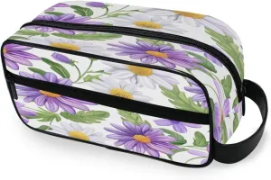 White Daisies Travel Toiletry Bag for Women Men, Hanging Cosmetic Bag, Water Resistant Shaving Bag for Toiletries Accessories