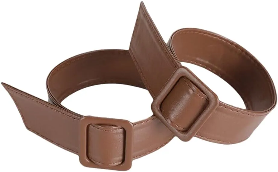 Women 1 Pair Leather Jacket Sleeve Band with Adjustable Buckle Trench Coat Sleeve Tab Cuff Belt Coat Accessories