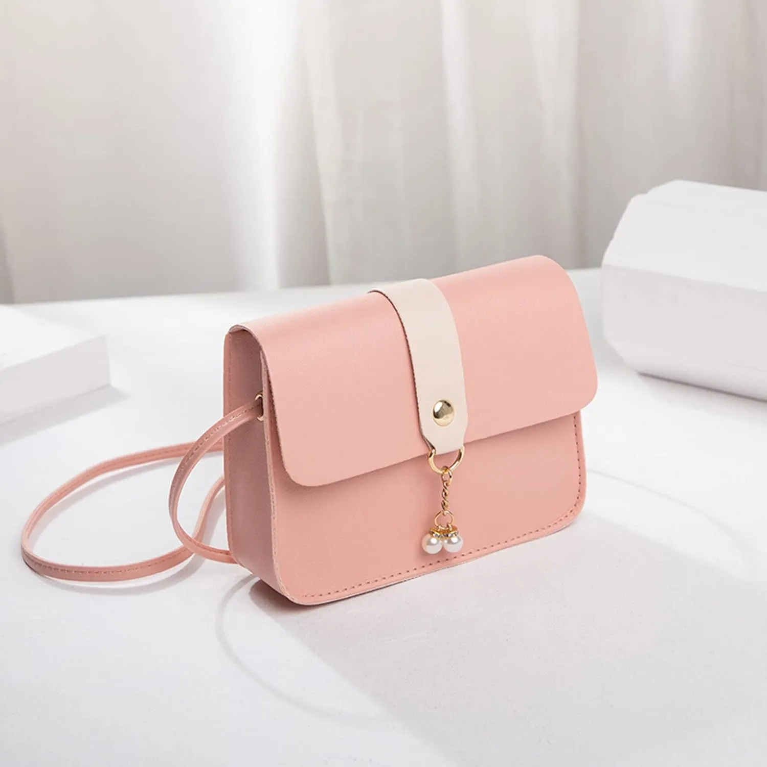 Women Bag Women Shoulder Bag Fashionable Pearl Pendant Soft Leather Lightweight And Versatile Messenger Bag