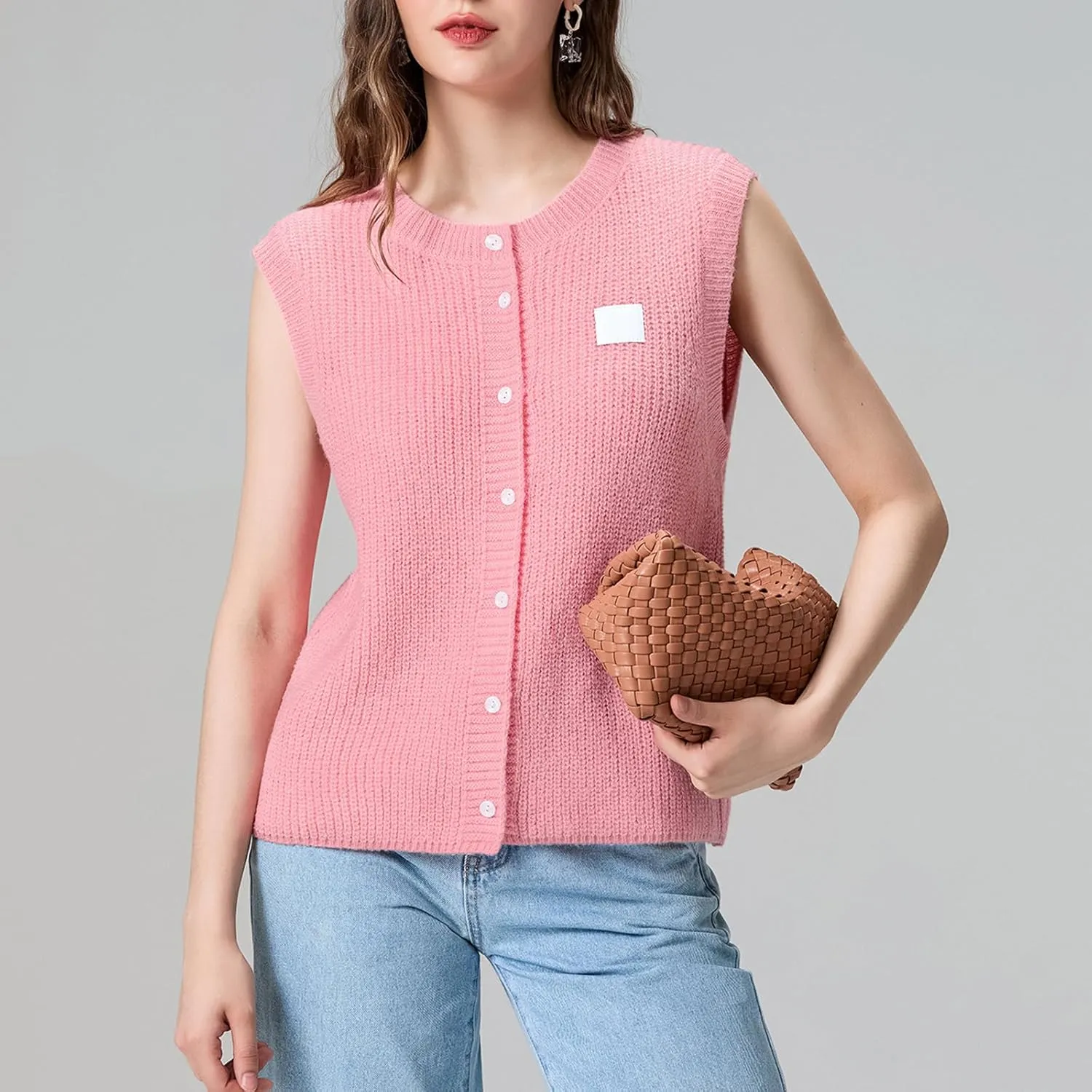 Women Button Down Going Out Trendy Tops Slim Fit Sleeveless Knitted Ribbed Sexy Vest Shirt Y2K Tank Tops