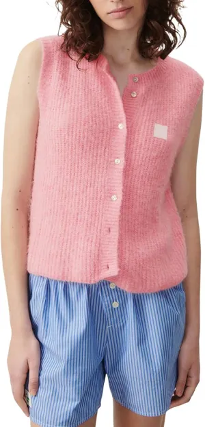Women Button Down Going Out Trendy Tops Slim Fit Sleeveless Knitted Ribbed Sexy Vest Shirt Y2K Tank Tops