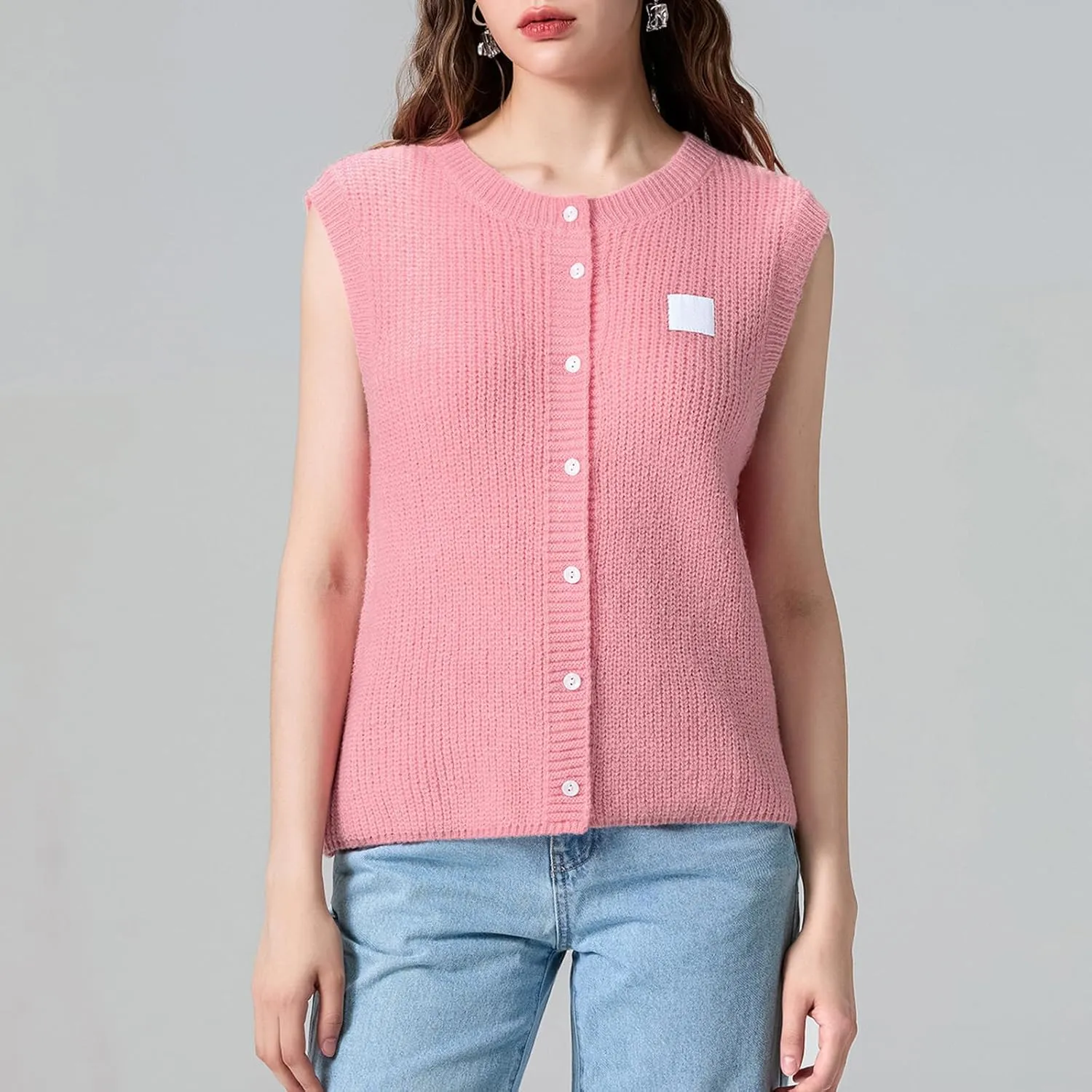 Women Button Down Going Out Trendy Tops Slim Fit Sleeveless Knitted Ribbed Sexy Vest Shirt Y2K Tank Tops