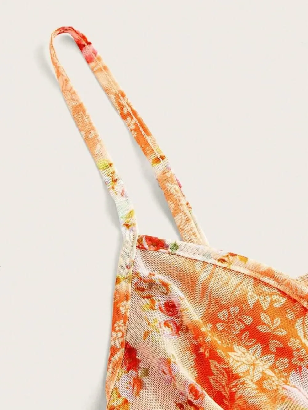 Women Floral Mesh Cami Crop Top Y2k V Neck Ruffle Spaghetti Strap Tank Tops Sexy Low Cut Going Out Camisole