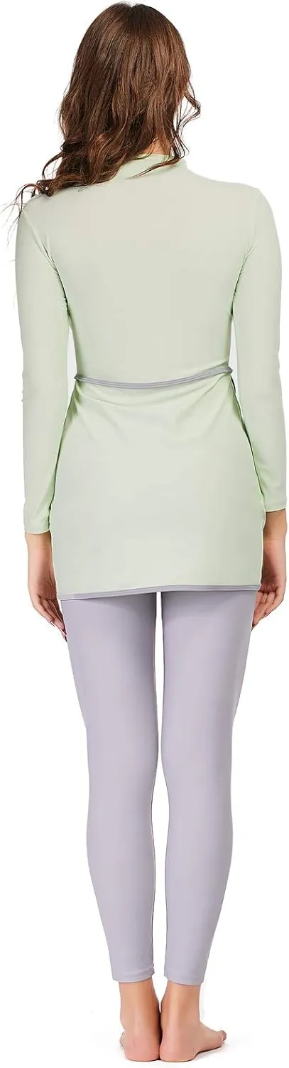 Women Modest Muslim Swimwear Sport Long Sleeves Swimsuit 3pcs Burkini Bra Pad
