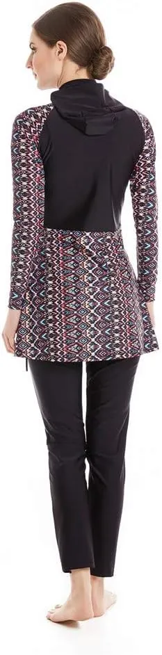 Women Modest Muslim Swimwear Sport Long Sleeves Swimsuit 3pcs Burkini Bra Pad