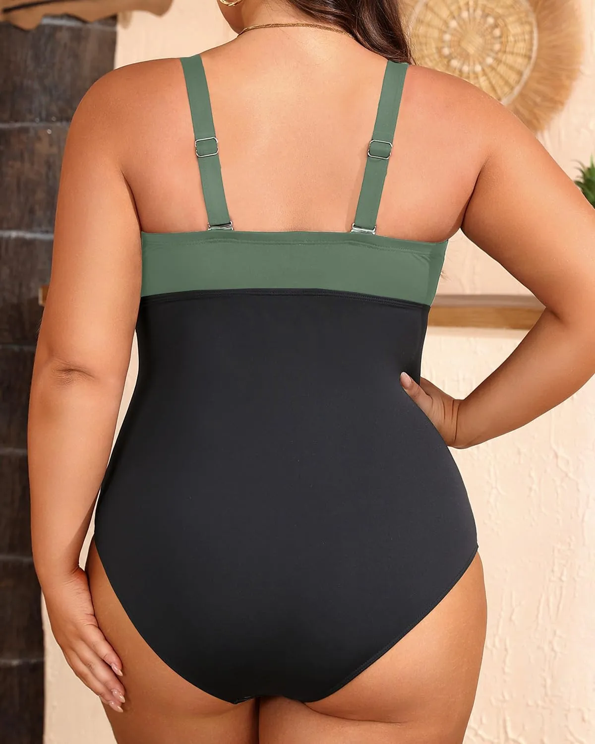 Women Plus Size One Piece Swimsuit - Tummy Control Bathing Suits Ruched Lace up Swimwear Bandeau Retro Swimsuits 2025