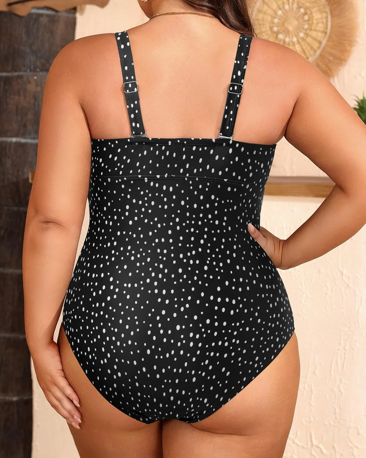 Women Plus Size One Piece Swimsuit - Tummy Control Bathing Suits Ruched Lace up Swimwear Bandeau Retro Swimsuits 2025