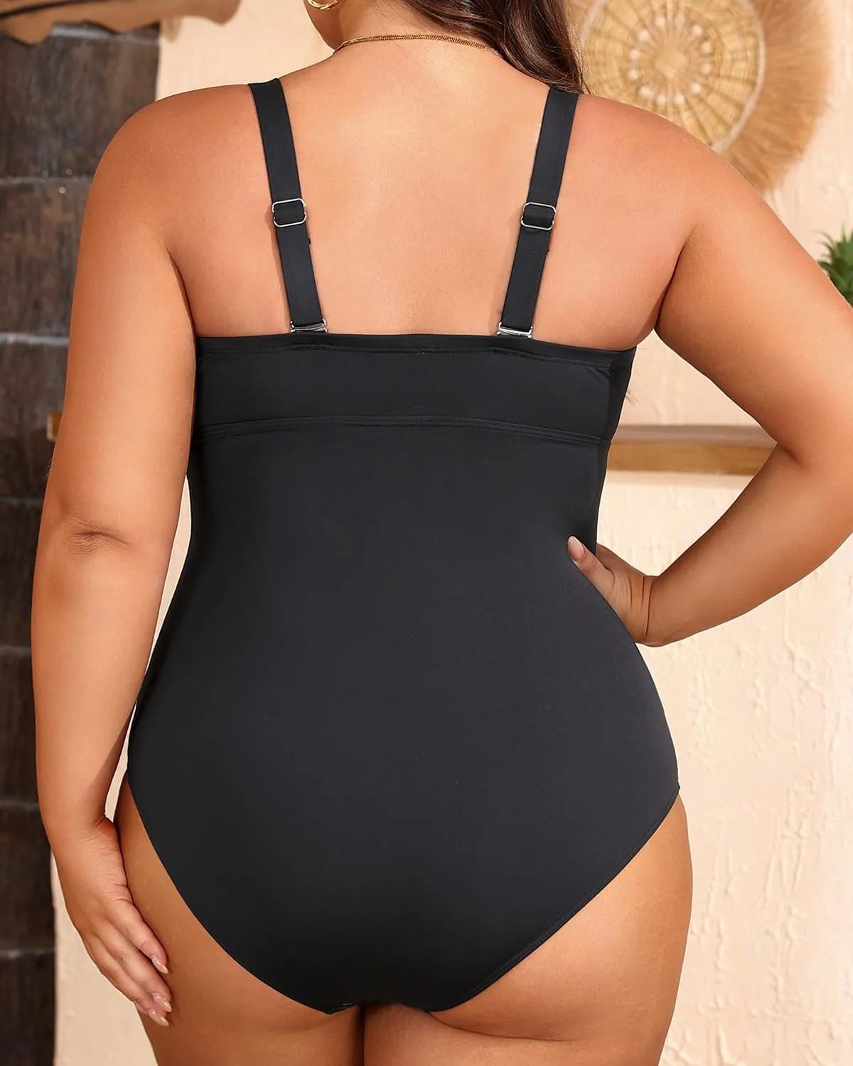 Women Plus Size One Piece Swimsuit - Tummy Control Bathing Suits Ruched Lace up Swimwear Bandeau Retro Swimsuits 2025