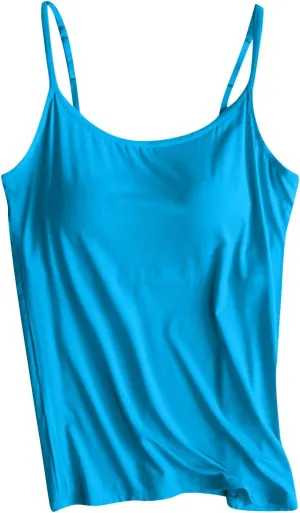 Women Tank Tops with Built in Bras Padded Spaghetti Strap Sleeveless Basic Camisole Comfy Outdoor Workout Yoga Shirts
