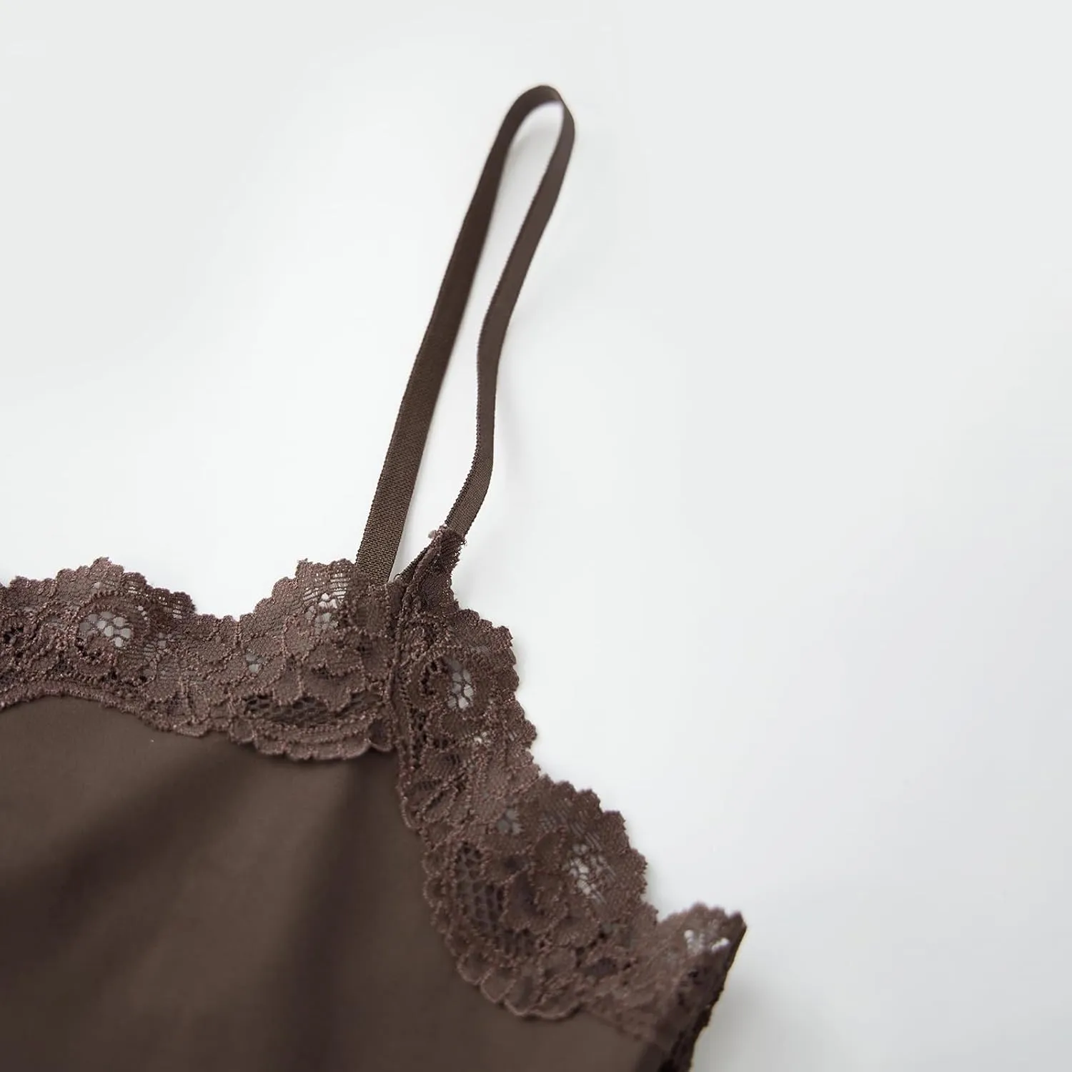 Women's Cami Tops Spaghetti Strap Sleeveless Lace Trim Solid Color Slim Fit Camisole Summer Tops