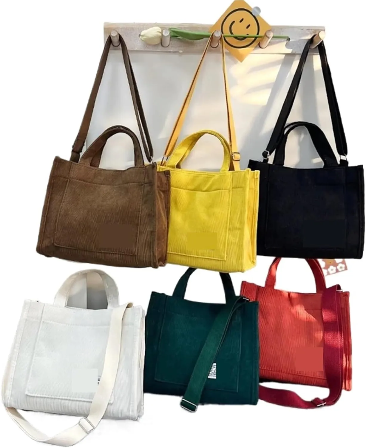 Women's Canvas Casual Tote Bag Retro Art Canvas Crossbody Bags for Women Corduroy Zipper Shoulder Handbags