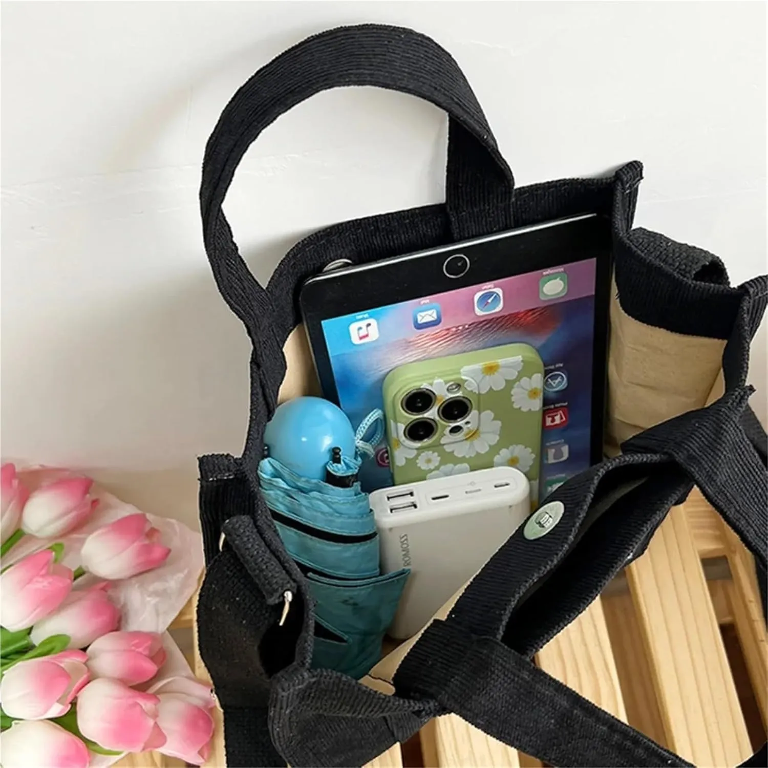 Women's Canvas Casual Tote Bag Retro Art Canvas Crossbody Bags for Women Corduroy Zipper Shoulder Handbags