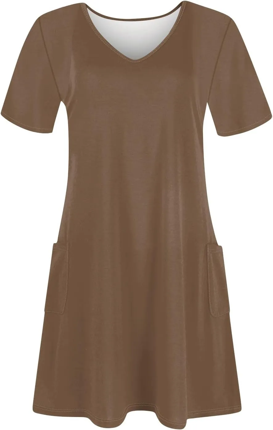 Women's Casual Dreesses 2025 Summer Boho Midi Dress Short Sleeve T Shirts Dress Beach Vacation Swimsuit Coverup