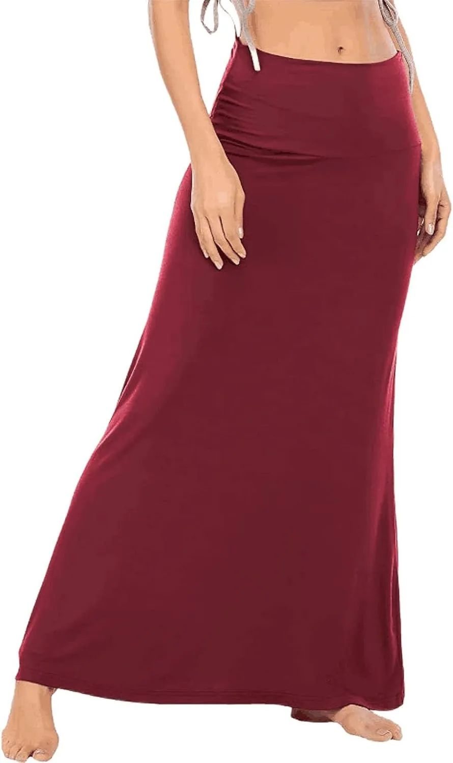 Womens Casual Maxi Skirts 2025 Summer Solid Color High Waisted Flowy A-Line Going Out Work Long Skirt