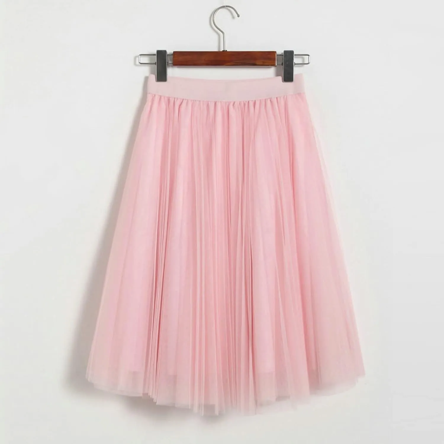 Womens Midi Skirts Summer Women's A Line Pleated Skirt Mid Long Skirt Ruffle Mesh Vintage Chiffon Midi Skirt for