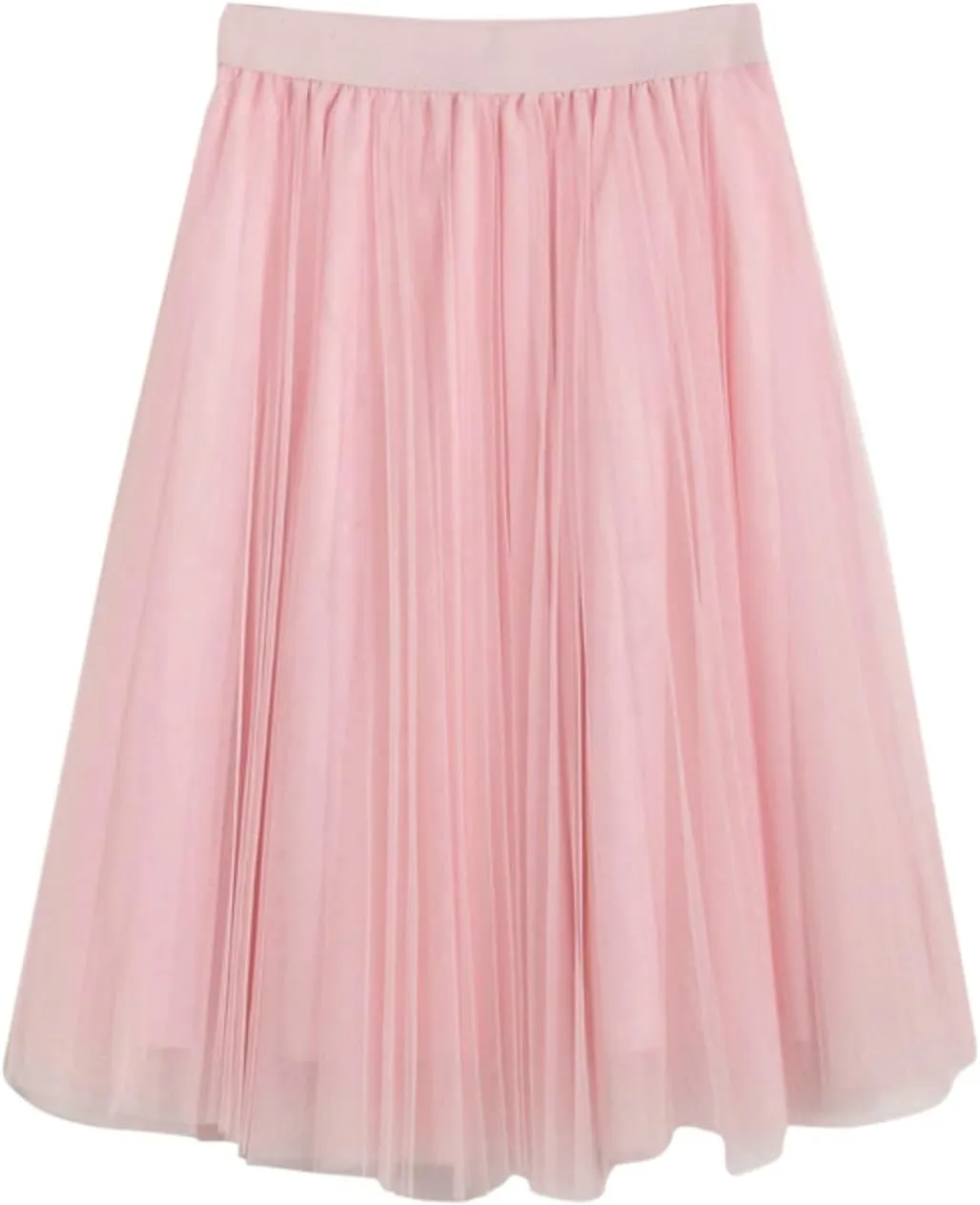 Womens Midi Skirts Summer Women's A Line Pleated Skirt Mid Long Skirt Ruffle Mesh Vintage Chiffon Midi Skirt for