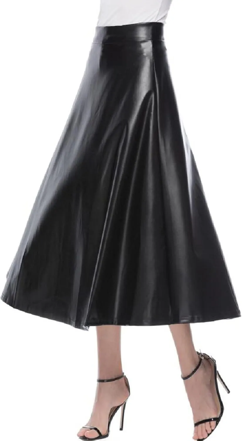 Womens Midi Skirts Women's Midi Skirt Summer Pleated Flowy Elastic High Waisted Skirts with Pockets Black Mini Skirt