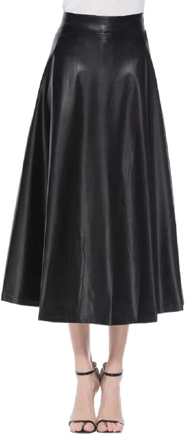 Womens Midi Skirts Women's Midi Skirt Summer Pleated Flowy Elastic High Waisted Skirts with Pockets Black Mini Skirt