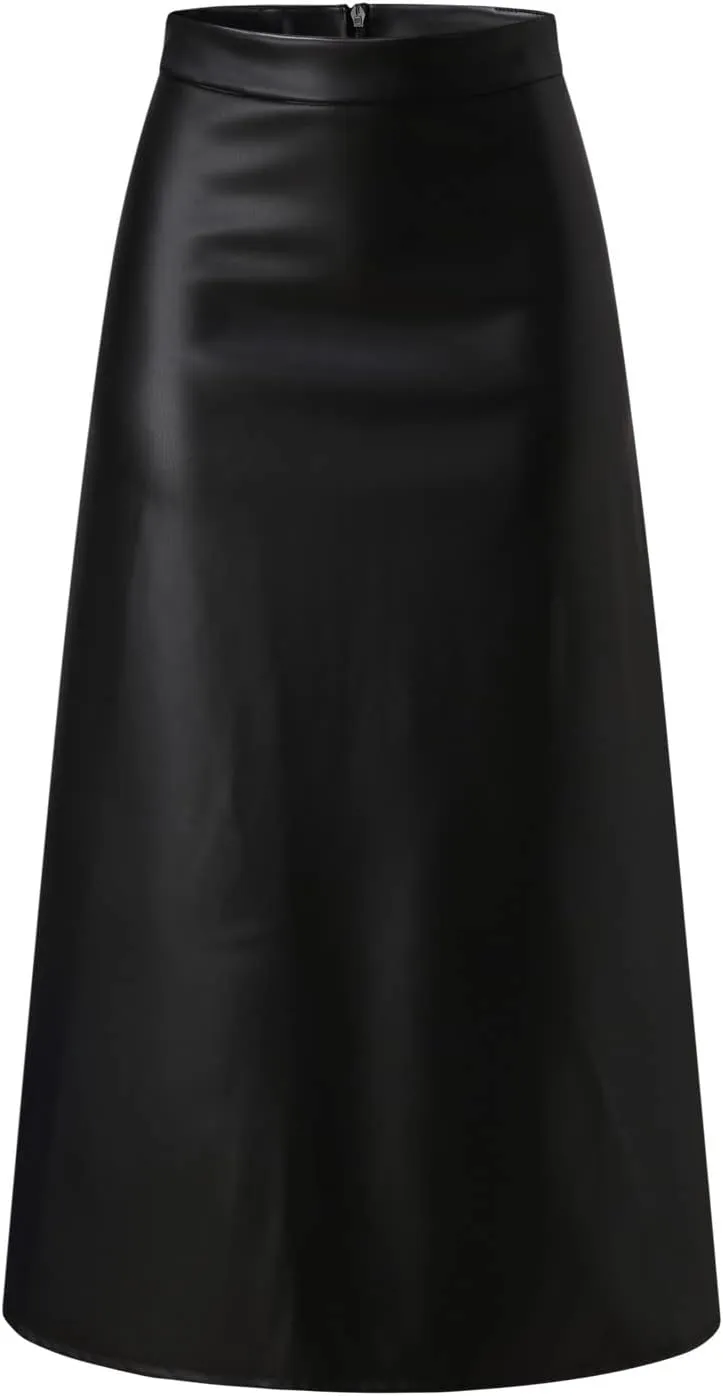 Womens Midi Skirts Women's Midi Skirt Summer Pleated Flowy Elastic High Waisted Skirts with Pockets Black Mini Skirt