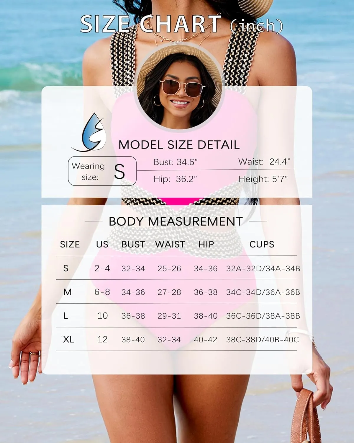 Womens One Piece Tummy Control Swimsuit Modest High Waisted Bathing Suit Color Block Bandeau Monokini Sexy Cutout