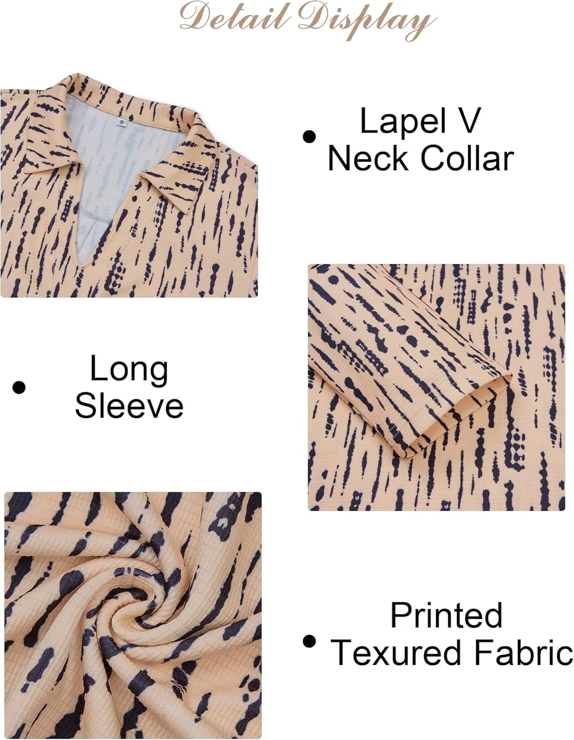 Women's Polo Shirts Collared V Neck Work Tops Long Sleeve Business Casual Dressy Blouses Textured Ribbed Tunic