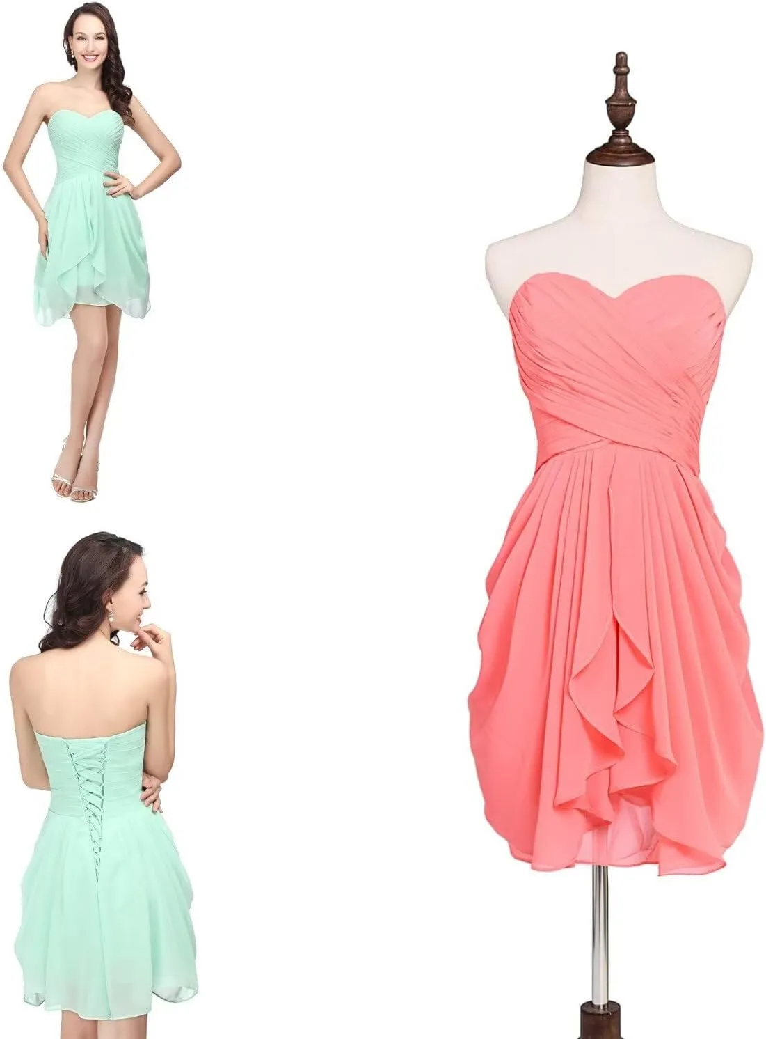 Women's Short/Long Prom Cocktail Dresses Chiffon Modest Evening Gowns Pleated Party Bridesmaid Dress