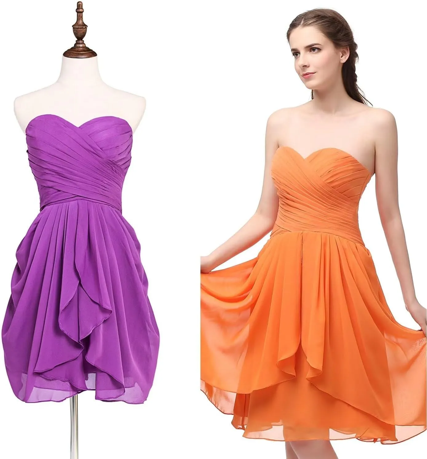 Women's Short/Long Prom Cocktail Dresses Chiffon Modest Evening Gowns Pleated Party Bridesmaid Dress