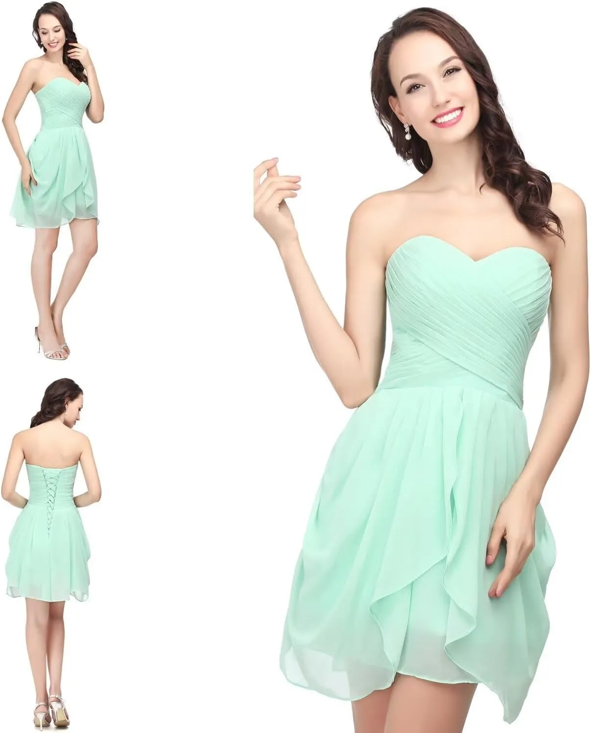 Women's Short/Long Prom Cocktail Dresses Chiffon Modest Evening Gowns Pleated Party Bridesmaid Dress