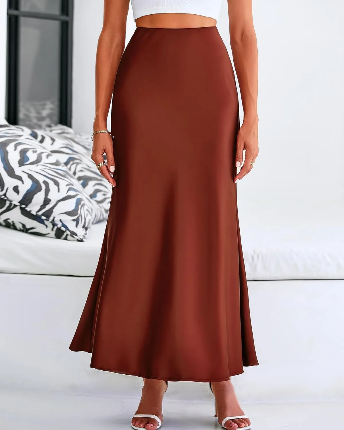Womens Summer Fall Skirt 2025 Silk Elegant High Waist Cocktail Party Wedding Mermaid Satin Maxi Skirts