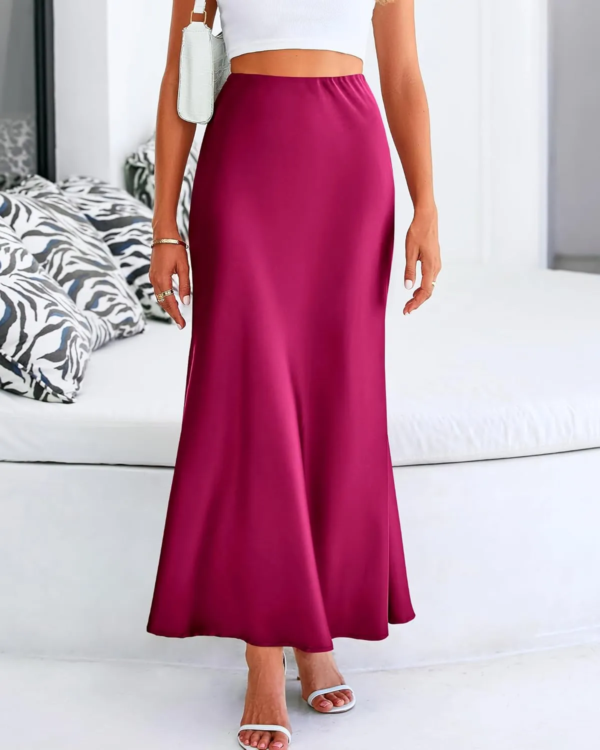 Womens Summer Fall Skirt 2025 Silk Elegant High Waist Cocktail Party Wedding Mermaid Satin Maxi Skirts