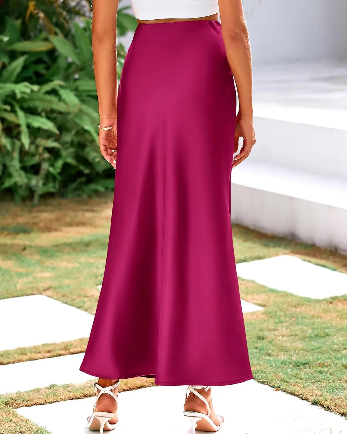 Womens Summer Fall Skirt 2025 Silk Elegant High Waist Cocktail Party Wedding Mermaid Satin Maxi Skirts
