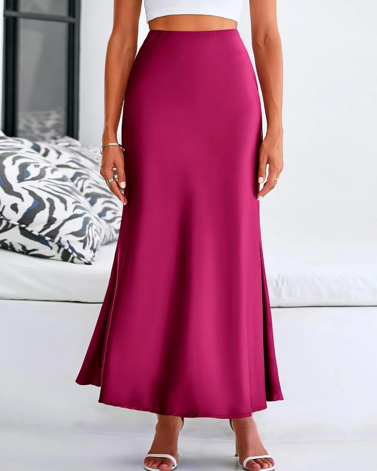 Womens Summer Fall Skirt 2025 Silk Elegant High Waist Cocktail Party Wedding Mermaid Satin Maxi Skirts