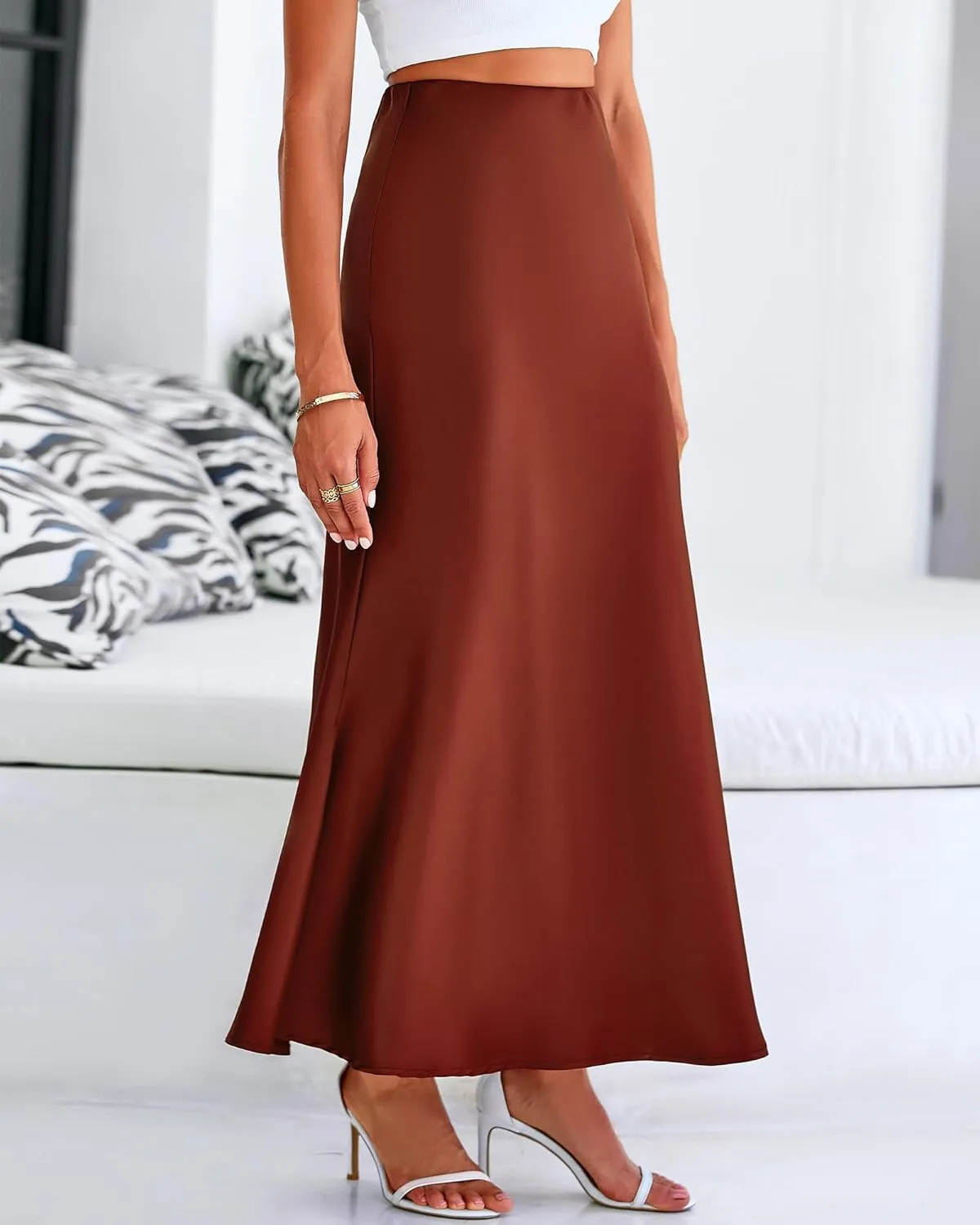 Womens Summer Fall Skirt 2025 Silk Elegant High Waist Cocktail Party Wedding Mermaid Satin Maxi Skirts