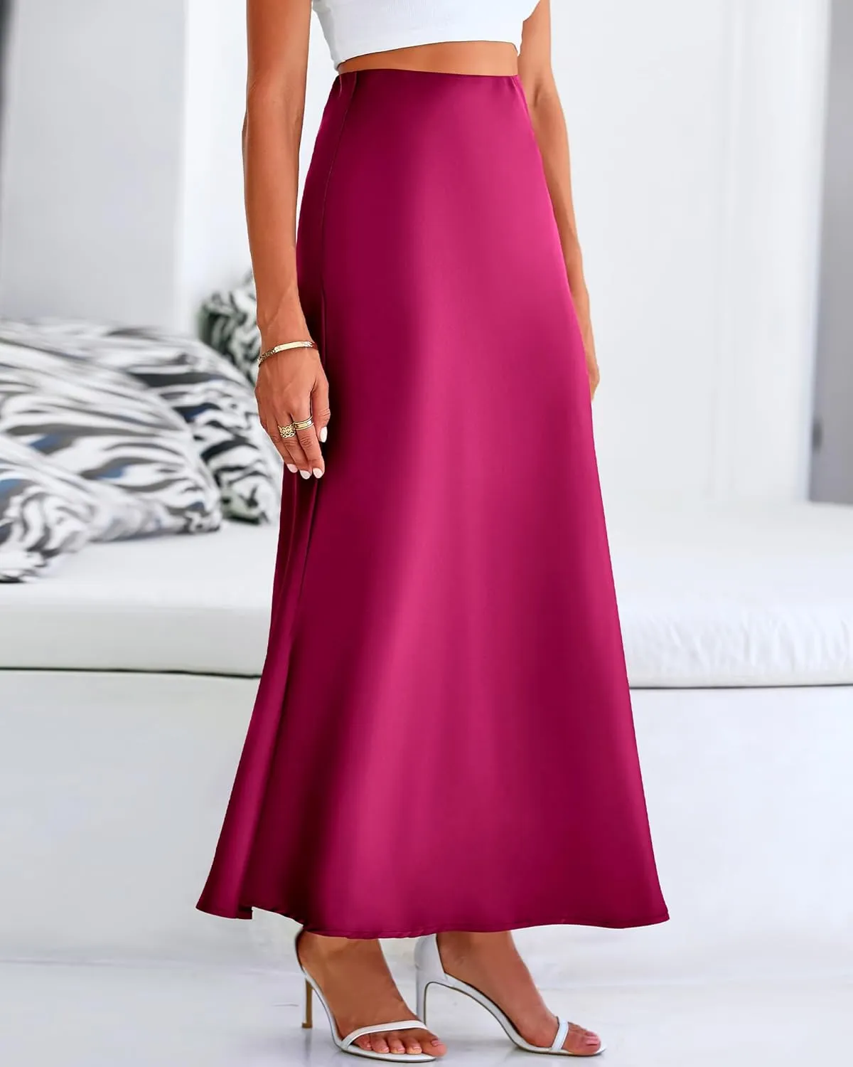 Womens Summer Fall Skirt 2025 Silk Elegant High Waist Cocktail Party Wedding Mermaid Satin Maxi Skirts