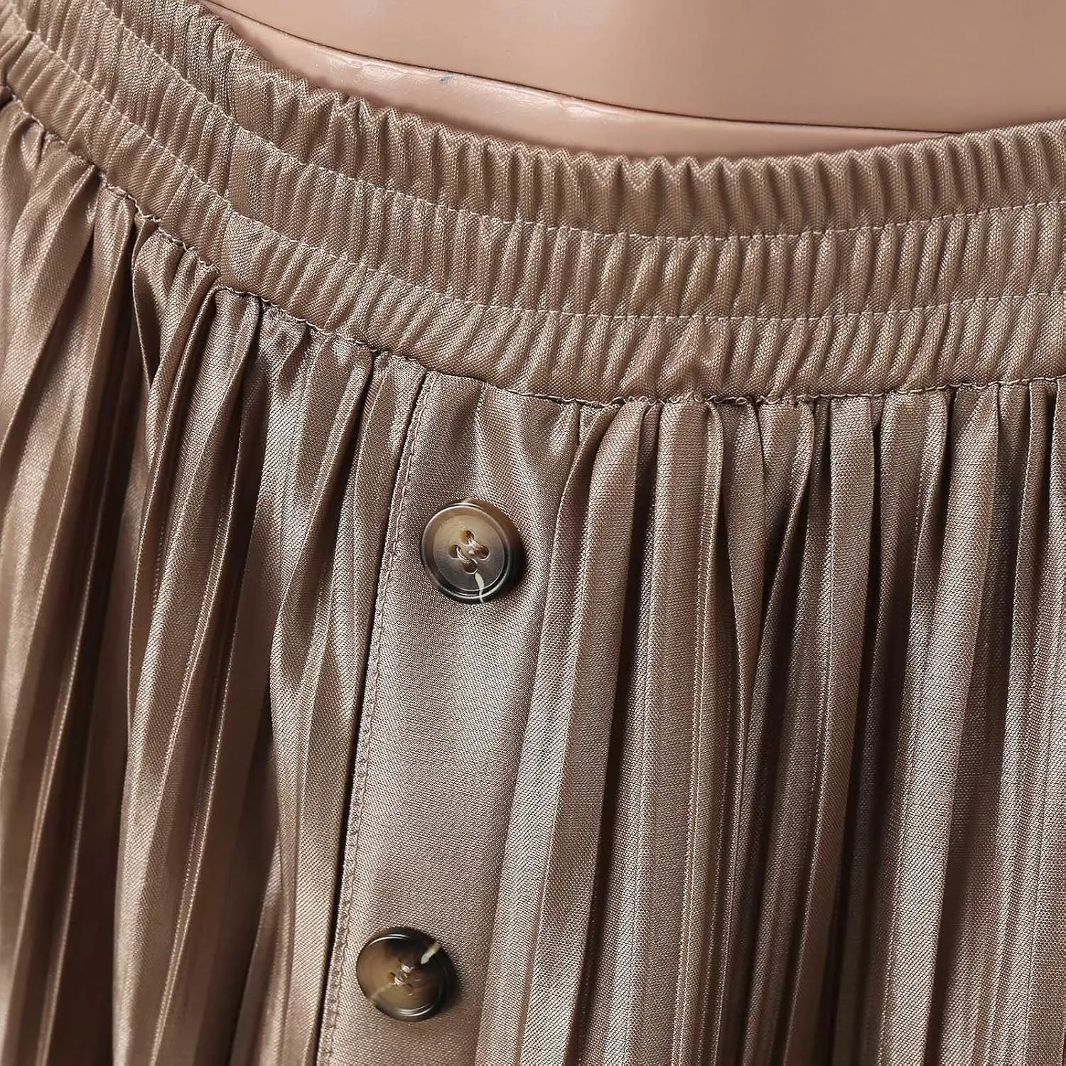 Women's Summer Maxi Skirts Women's Elastic Waist Skirts Party Shiny Accordion Pleated Midi Skirt Denim Skirts for