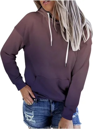 Women's Tie Dye Color Block Hoodies Long Sleeve Drawstring Preppy Pullover Oversized Comfy Casual 2024 Fall Clothes