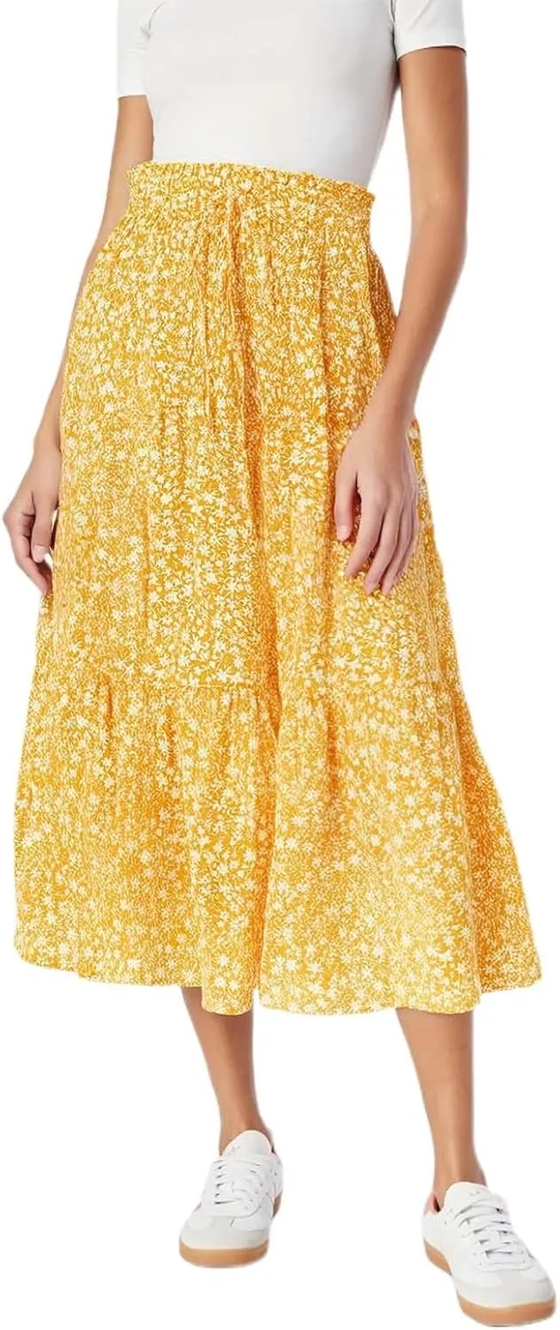Women's Vacation Skirts Boho Elastic Waist Drawstring Comfortable Skirt High Waisted Lightweight Casual Summer Skorts
