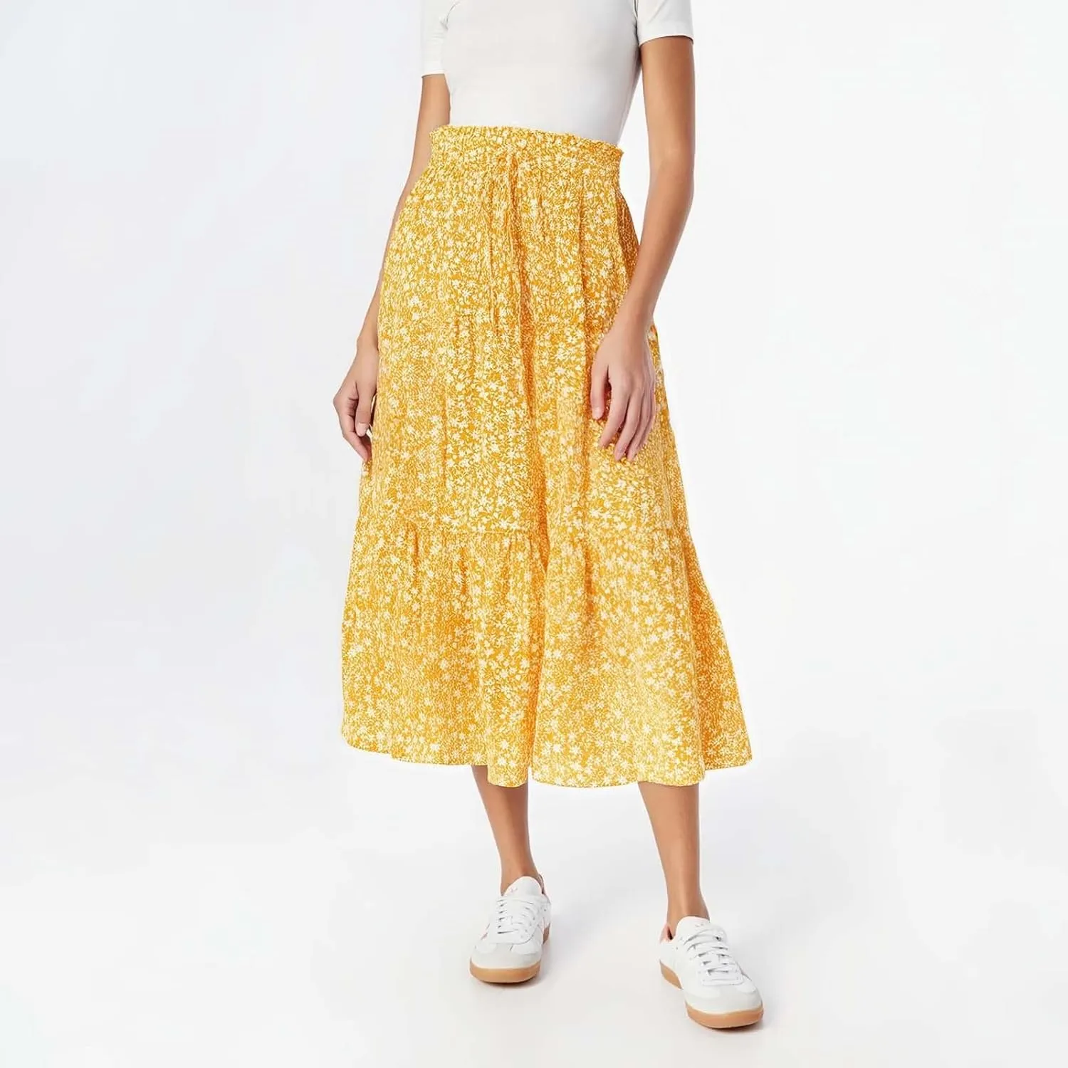 Women's Vacation Skirts Boho Elastic Waist Drawstring Comfortable Skirt High Waisted Lightweight Casual Summer Skorts