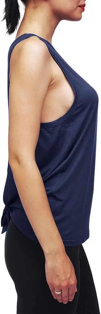 Womens Workout Yoga Tops Open Back Shirts Tie Back Tank Tops with Adjustable Fit