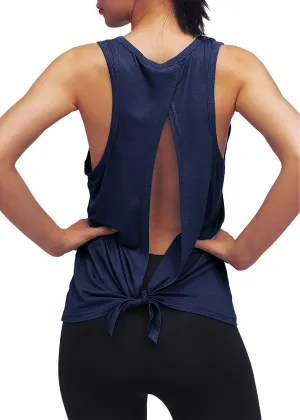 Womens Workout Yoga Tops Open Back Shirts Tie Back Tank Tops with Adjustable Fit