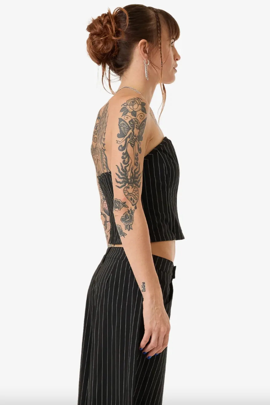 WORSHIP SUPPLIES BEWITCH BABY TUBE TOP - BLACK PINSTRIPE