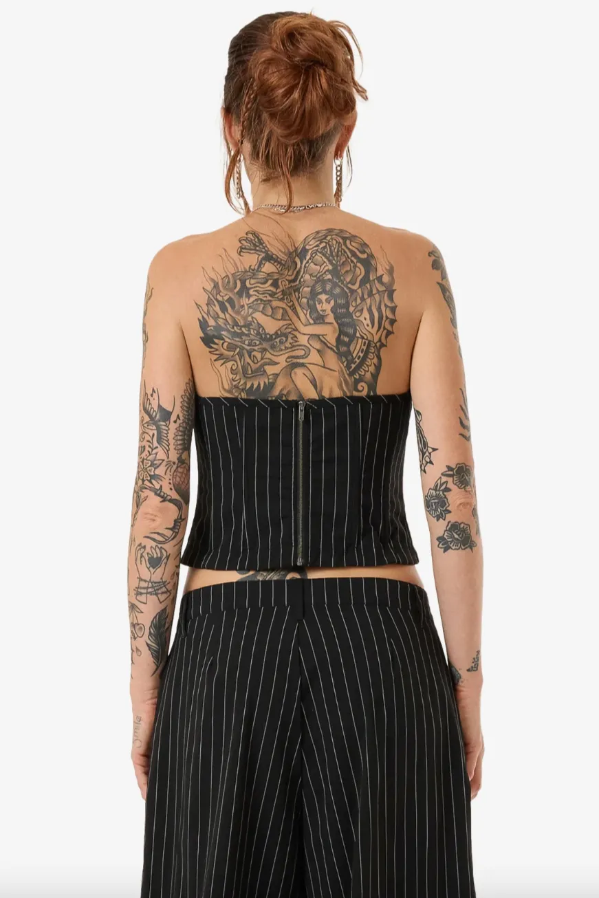 WORSHIP SUPPLIES BEWITCH BABY TUBE TOP - BLACK PINSTRIPE
