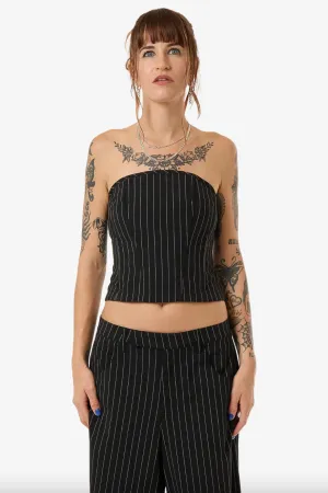 WORSHIP SUPPLIES BEWITCH BABY TUBE TOP - BLACK PINSTRIPE