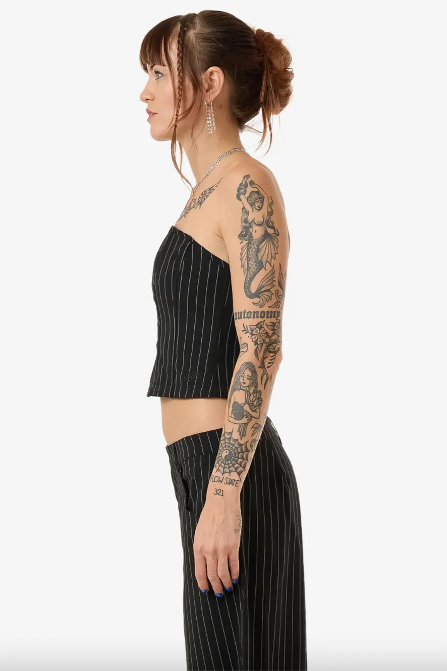 WORSHIP SUPPLIES BEWITCH BABY TUBE TOP - BLACK PINSTRIPE