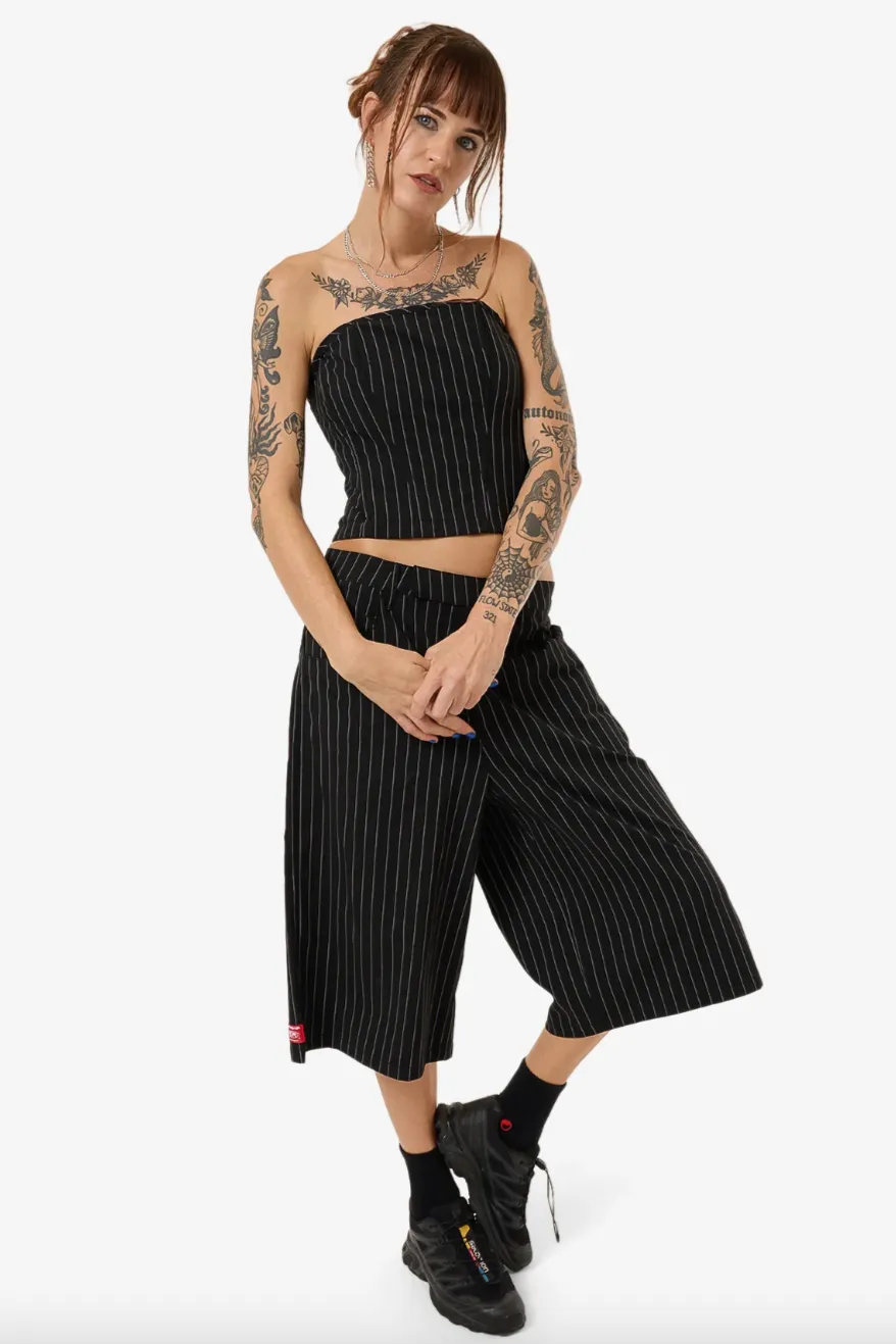 WORSHIP SUPPLIES BEWITCH BABY TUBE TOP - BLACK PINSTRIPE