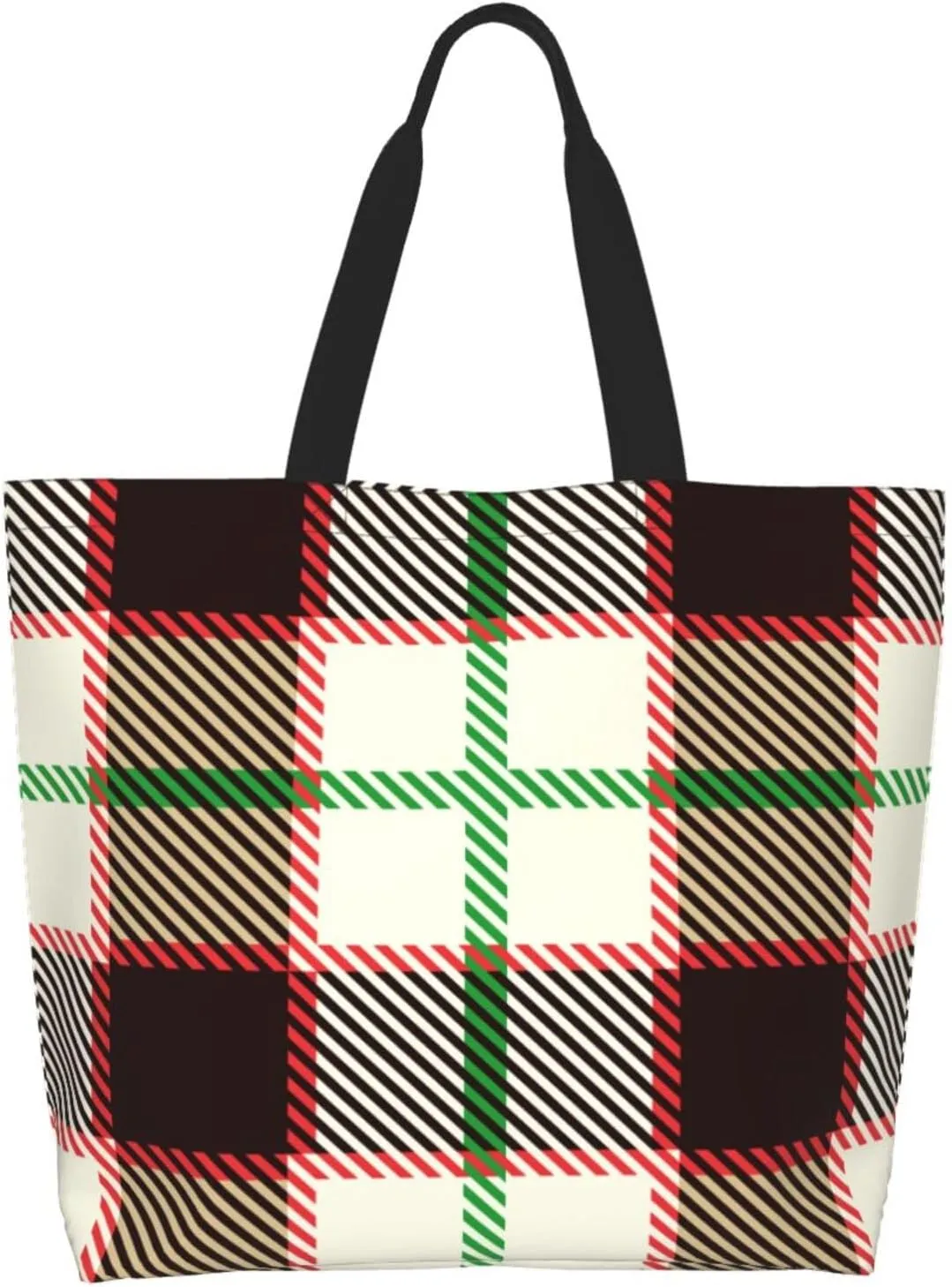 Yellow and Black Tartan Pattern Women's Tote Bag Large Capacity Single Shoulder Bags Handbag for Shopping Work