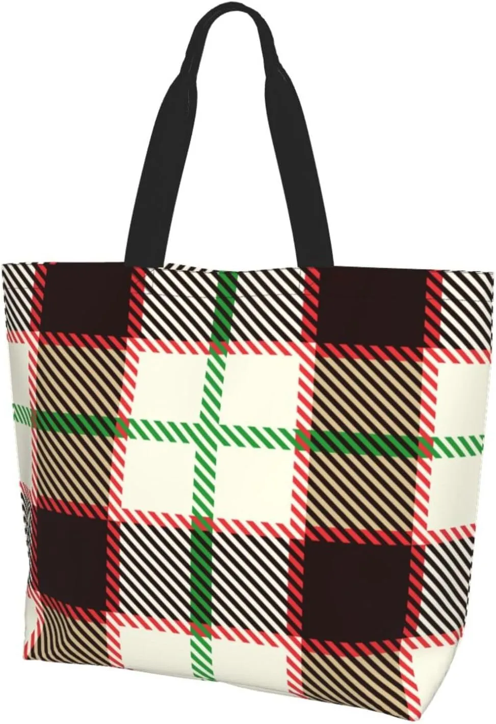 Yellow and Black Tartan Pattern Women's Tote Bag Large Capacity Single Shoulder Bags Handbag for Shopping Work