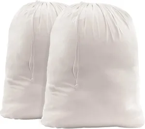 ZENPAC Beige Cotton Laundry Bag, Large Washable Canvas Hamper Liners with Drawstring Closure, Storage, Travel, Home Essentials, 12 Oz - 28x36, 2 Pack